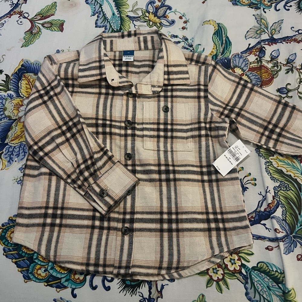 Plaid Kids Shirt by Old Navy - Cream and Black